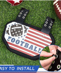 Built Tough 8 Piece Football Backplate Screw Kit With Truss Head Bolts Slotted Fasteners And Rubber Washer Gaskets To Lock Down Your Court Setup In Clean Square Black Hardware Finish on grass.