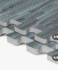 Interlocking Foam Floor Tiles 3/8 Inch Thick With Slick Wood Grain Look Anti Fatigue Mats Slate Color 24x24 Inches tiles close-up view