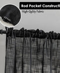 Cozy Tassel Linen Textured Swag Curtain Valance With Light Filtering Privacy For Farmhouse Kitchen Vibe And Small Windows 36x36 Two Pack In Black Durable Linen Blend For A Draped Look With Rod Pocket Top
