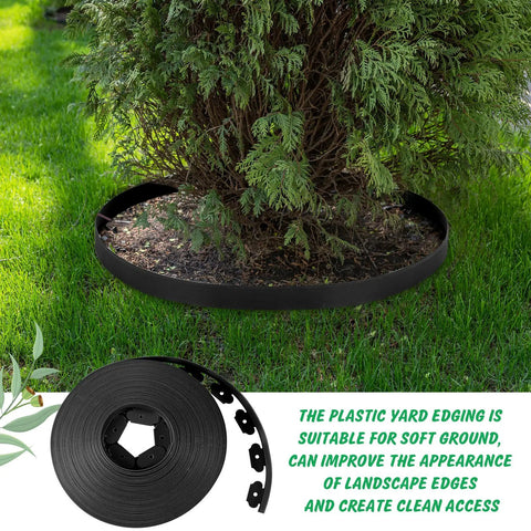 2 Inch Landscape Edging Kit With 3 Rolls Spanning 354 Feet And 324 Anchoring Spikes Flexible Border Edge around a bush