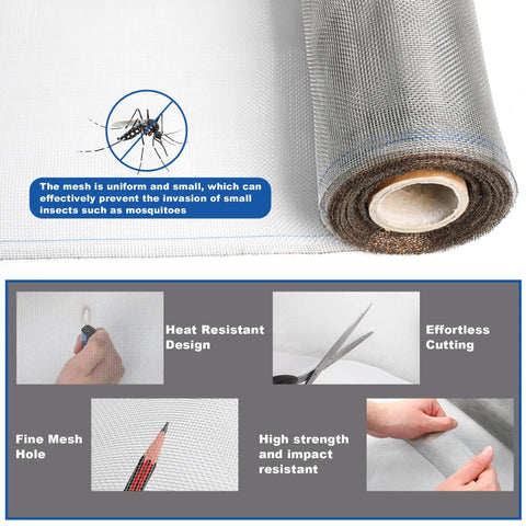 Heavy Duty 304 Stainless Steel Window Screen Roll 47 Inch By 100 Feet for Doors Patios Pets Vents and Porches DIY Mesh Replacement