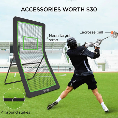 Backyard Lax Rebounder Net With 7x4 Foot Practice Area And Five Adjustable Angles used by player during solo training