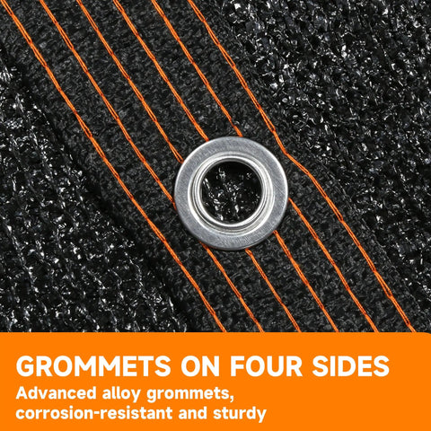 Close-up of 90 Percent Shade Cloth With UV Resistant Durable Mesh Tarp Grommets And Reinforced Edges For Plants
