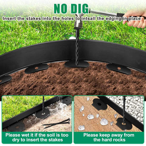 Sturdy Landscape Edging Border Kit For Garden Beds And Yards 40 Ft Long 2 In Tall Includes 40 Stakes No Dig Lawn Edging installation
