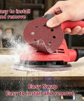 Solid 100 Pcs 5 Inch Sanding Discs With Hook And Loop Backing For Random Orbital Sanders in action on wood surface.