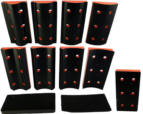 Nine profile blocks for In-Line Pneumatic Finishing Sander, low vibration, compatible with 2-3/8 by 4-7/8 inch pad