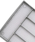 Close-up of Durable Mesh Wire Cutlery Drawer Organizer With Non Slip Foam Feet Five Compartment Silverware Tray for Kitchen Storage