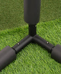 Close-up of steel frame joints on the Golf Practice Cage With Steel Frame 10x10x10ft Driving Net, set on artificial grass.