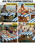 Road Trip Ready All Purpose Picnic Table Cover With Bench Covers Set on table at picnic, beach, party, and RV travel settings