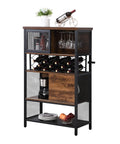 Built Different Industrial Bar Cabinet Featuring Dedicated Wine Rack For Stashing Liquor And Glassware, showcasing wood and steel design.