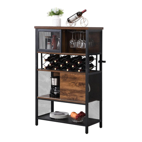 Built Different Industrial Bar Cabinet Featuring Dedicated Wine Rack For Stashing Liquor And Glassware, showcasing wood and steel design.