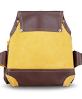 Front view of Oil Tanned Leather Nail Pouch Bag in cherry with 5 pockets and 2 snap loops for carpenters and handymen.