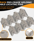 8 Pack Welding Table Fixture Pins with adjustable height and anti-slip grip made from heavy duty carbon steel for V-groove round tubing.