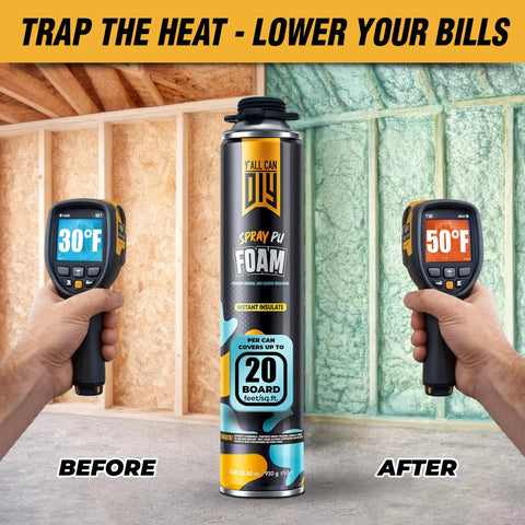 Hardcore Expanding Foam Insulation Kit Slams Shut Wall And Attic Cracks Blocks Pesky Drafts side by side temperature readings showing insulation effectiveness.