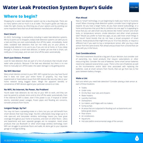 Water Leak Protection System Buyer’s Guide with product tips including Ultra Long Range Water Leak Sensor With 105dB Siren And Open Air Range.