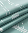 Close-up of Aqua Blue 100 Percent Blackout Curtain Panels With Wave Pattern 84 Inches Long 2 Pieces 52 Inches Wide Thermal Insulated Drapes