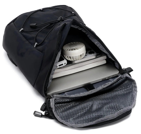 Lightweight Insulated Hydration Backpack with 2L or 3L water bladder, open showing storage space and contents