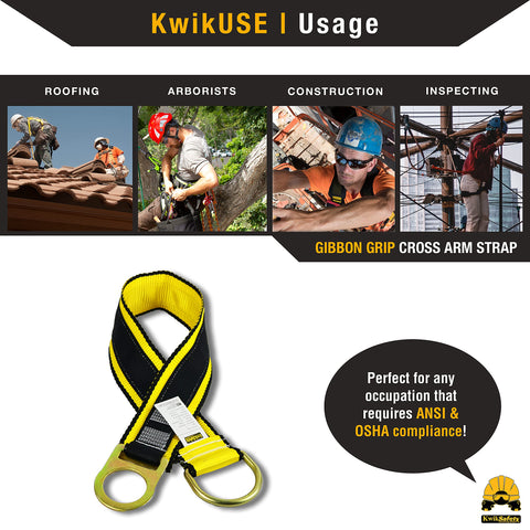 Gibbon Grip 6 Ft Heavy Duty Safety Anchor Cross Arm Strap shown for roofing and construction use