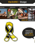 Gibbon Grip 3 Foot Heavy Duty Pro Grade Safety Anchor Cross Arm Strap for Fall Arrest shown in various usage scenarios.