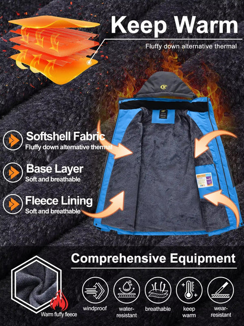 Dope Waterproof Ski Jacket For Winter Weather Windproof Snowboard Coat with softshell, fleece lining showcased.