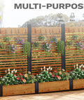 72 Inch Outdoor Privacy Fence Panel With Planter Box And Trellis For Backyard And Patio Privacy Brown Natural Wood Display