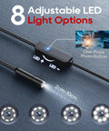 Pro-Grade Endoscope Camera With Light For Android And iOS, 1920P HD Borescope With 8 Adjustable LEDs and semi-rigid cable