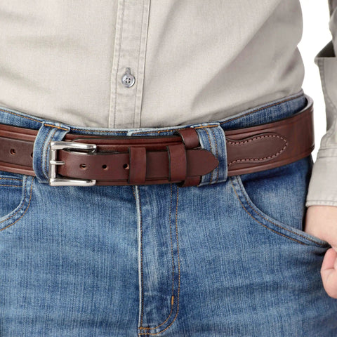 Men's Leather Belt 1.75 Inch Wide For Work Casual And Dress Built To Last Durable Brown Belt With Classic Style in jeans