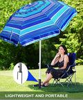 Woman relaxing under an umbrella secured with Adjustable Portable Umbrella Base With Heavy Duty Metal Holder Stand Auger