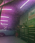Close-up of Fresh Shop Grade Superflake Colorshift Basecoat Paint Gallon showing purple and green hues on vehicle door.