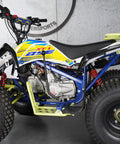 Side view of an ATV displaying the 135 Degree Universal Hand Gear Shifter Lever for ATVs And Quad Bikes Direct Replacement.
