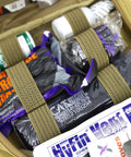 Contents of Rip Away Officer's Patrol Tactical Gunshot And Trauma IFAK Kit with Headrest Mount Desert Tan visible