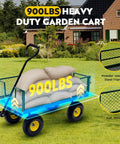 Beefy 900 Lbs Heavy Duty Garden Cart Wagon With Removable Mesh Sides That Convert Into Flatbed in a yard full of sandbags