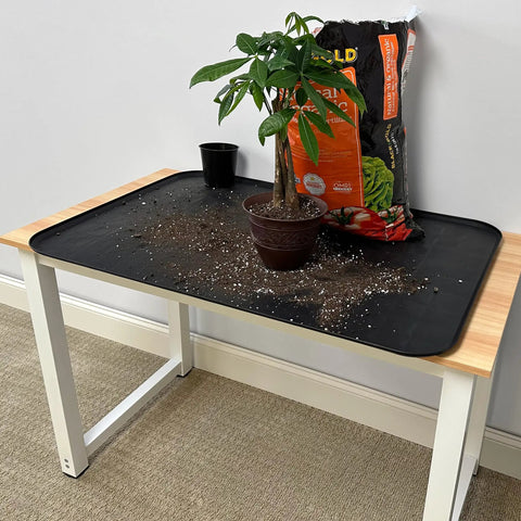Beefy Extra Large Drip Tray Mat For Garage And Home, Heavy Duty Utility Pan Protects Floors From Spills, Automotive, Pet Food, And Washer Drain Use, 37 By 25 Inches, Black, 2 Pack, under potted plant