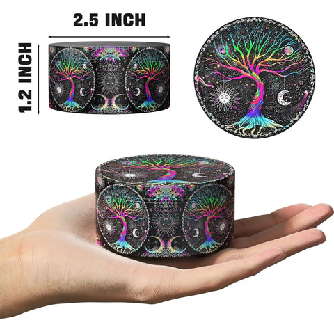 Magnetic Manual Pepper Grinder With Diamond Sharp Teeth, No Screen Design, 2.5 inch display, featuring tree design on hand