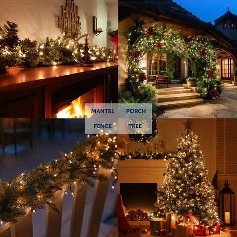Lit Clear Christmas String Lights Indoor Outdoor 100 Count Mini White Fairy Lights Nineteen Point Four Feet Green Wire UL588