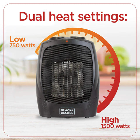 Portable Desk And Room Space Heater With Carry Handle, 1500W, Lightweight 2.8 Lb Personal Heater, dual heat settings