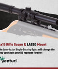 4x15 Air Rifle Scope with LASSO Mount for BB Guns and Air Rifles, high power optics on wooden stock rifle, easy mount view