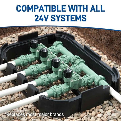 1-Inch FPT L-Series Automatic Sprinkler Valve with 25 VAC Solenoid, Manual Actuation, Internal Scrubber Filter, and Easy-Servicing Lid for Clean, Clog-Free Water Control in Lawn and Garden Irrigation Systems, 24V system