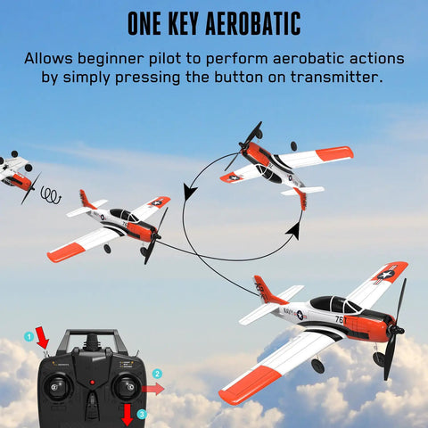 Beginner Friendly RC Airplane With XPilot Stabilization System performing aerobatic maneuvers, T28 Trojan ParkFlyer ready to fly