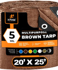 Multipurpose Protective Cover Brown Poly Tarp 20 Ft By 25 Ft Tough As Nails Heavy Duty 5 Mil Thick Polyethylene