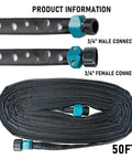 100 Ft Soaker Hose For Garden Linkable Dual Layer Drip Irrigation System Leak Free And Water Saving Up To 80 Percent Two Pack 50 Ft Segments For Flexible Lawn And Garden Irrigation with 3/4 inch connectors