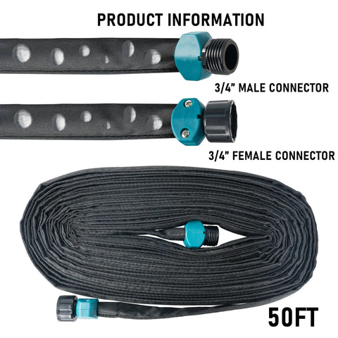 100 Ft Soaker Hose For Garden Linkable Dual Layer Drip Irrigation System Leak Free And Water Saving Up To 80 Percent Two Pack 50 Ft Segments For Flexible Lawn And Garden Irrigation with 3/4 inch connectors