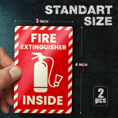 Person holding Fire Extinguisher Inside Sticker 4x6 Inch Reflective High Visibility Engineer Grade Vinyl Safety Label