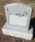 Granite Headstone Die And Base Set For Upright Cemetery Monument With Custom Engraving Polished Serpentine Die And Base