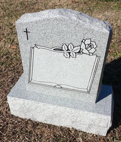 Granite Headstone Die And Base Set For Upright Cemetery Monument With Custom Engraving Polished Serpentine Die And Base