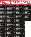 84 Piece Magnetic Tool Drawer Labels Set For Steel Tool Boxes And Cabinets Heavy Duty Slim Magnets on display board