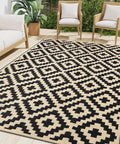 Waterproof Outdoor Rug 5x8 Ft Reversible Plastic Straw Pattern Patio Camping Mat for Outdoor and Indoor Use Black Beige