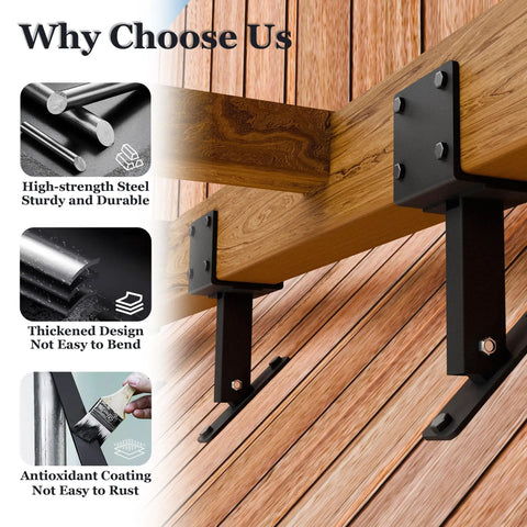 Beefy Gazebo Roof Riser Brackets Kit With Adjustable 90 Degree Supports For 4x4 And 4x6 Lumber, Wind And Snow Resistant, Includes Screws And Drill Bits, Black 3 Pack