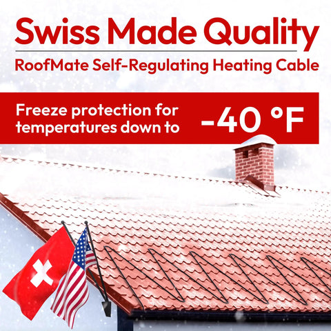 RoofMate Self Regulating Roof Heating Cable And Gutter Heat Tape For Snow Melt And Ice Dam Prevention, 37 Foot Length, 120 Volt