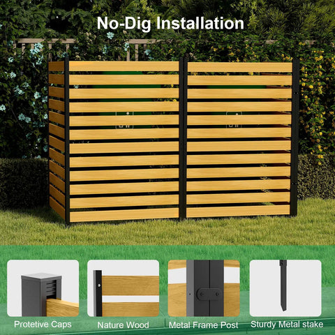No Dig Wood Privacy Screen Fence Panel For Backyard 38 Inch Wide By 60 Inch High One Panel installed with metal stakes